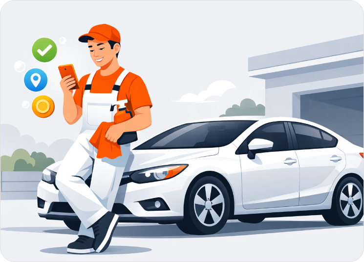 Bublr app Vehicle Wash Completed confirmation screen with earnings summary