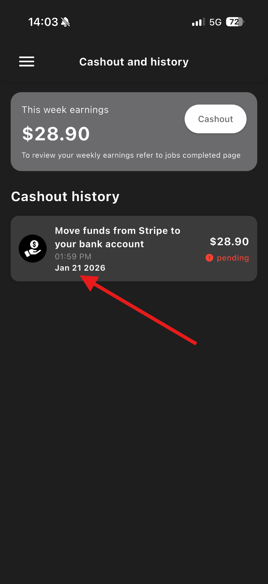 Cashout History